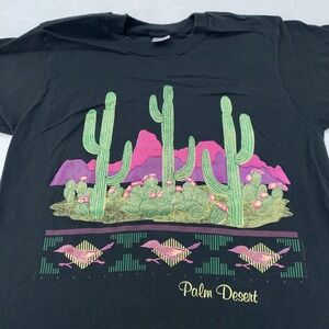 Vintage Palm Desert California Shirt Small Black Cactus‎ Southwest Graphic 90s
